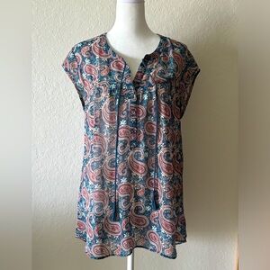 Paisley Print Chiffon Women's Top, size M
